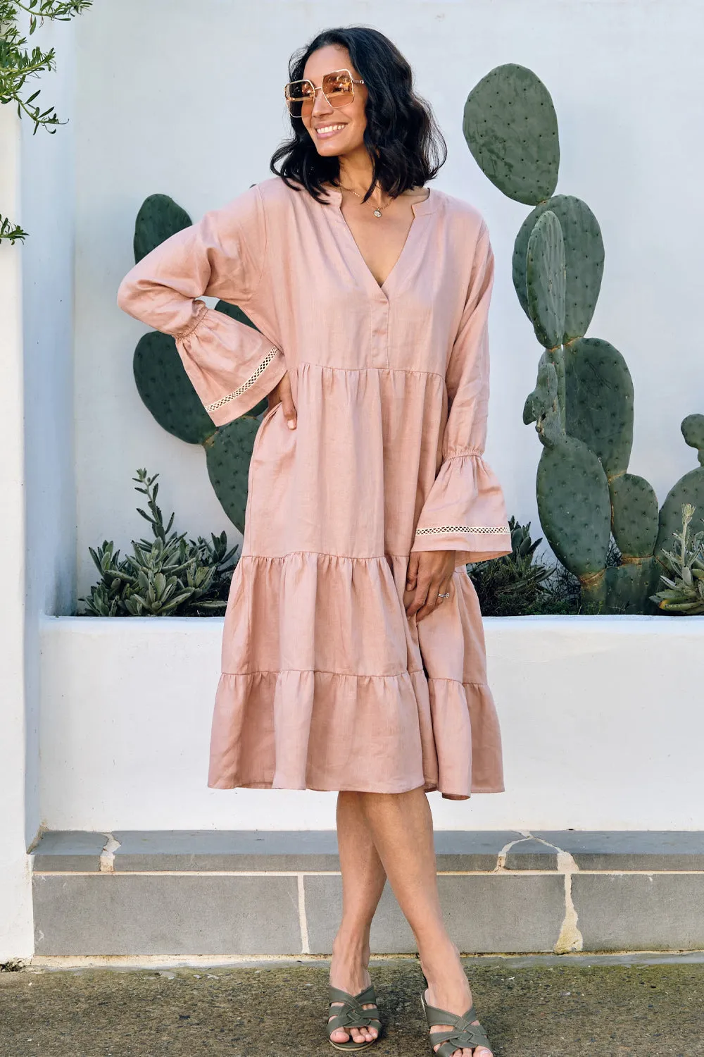 Lucille Linen Dress in Musk