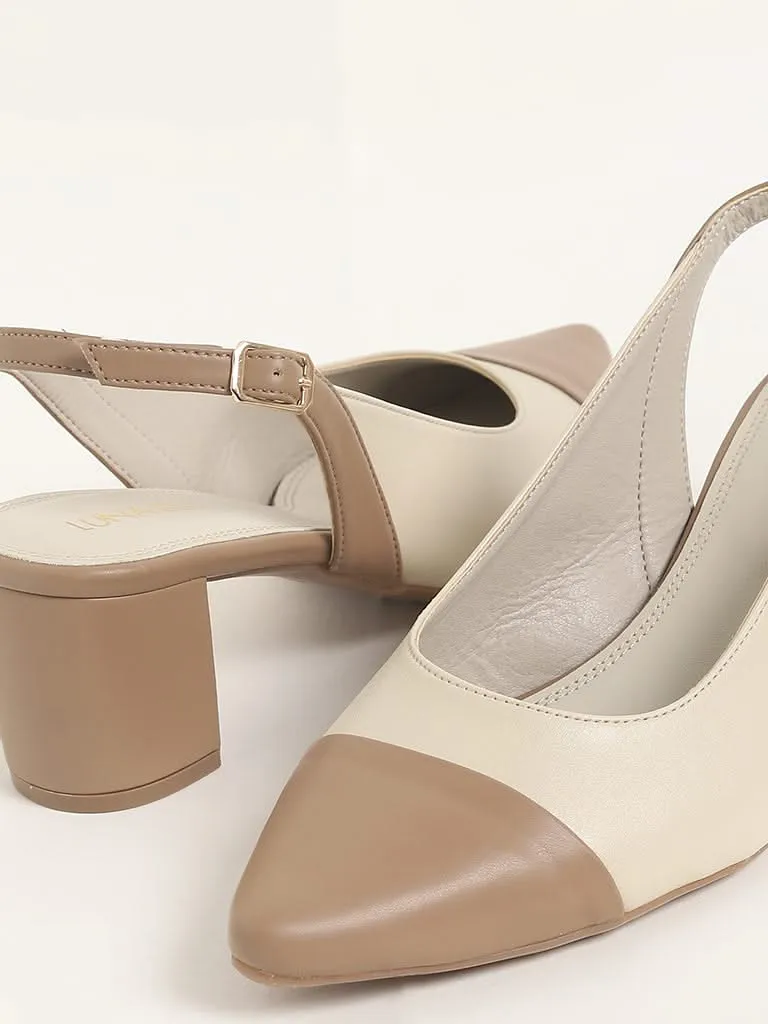 LUNA BLU Ivory Block Heel Mules