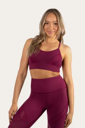 Mallee Womens Sports Bra - Cabernet