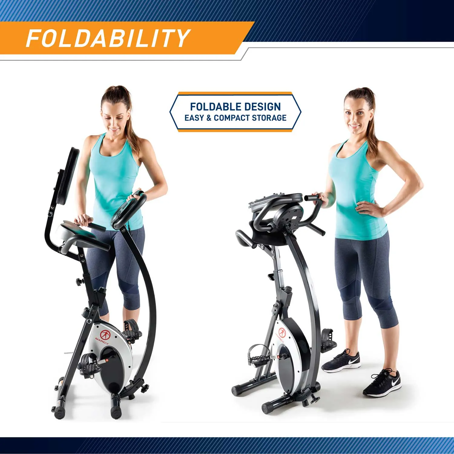 Marcy Foldable Exercise Bike with High Back Seat NS-653