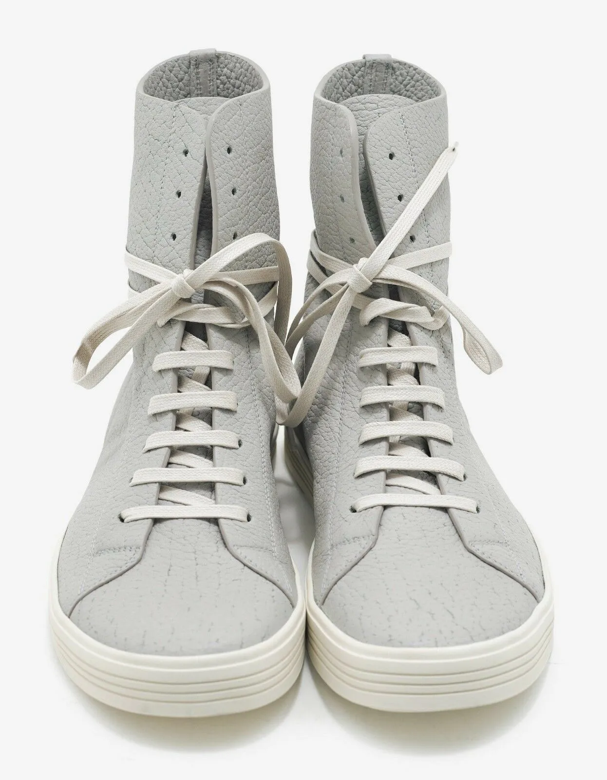 Mastosneaks Grey Grain Leather High Top Trainers