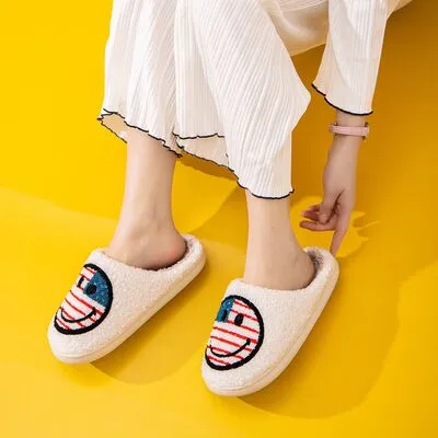 Melody Patriotic Flag Smiley Face Slippers