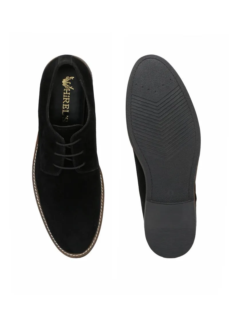 Men's Black Suede Derby Casual Shoes