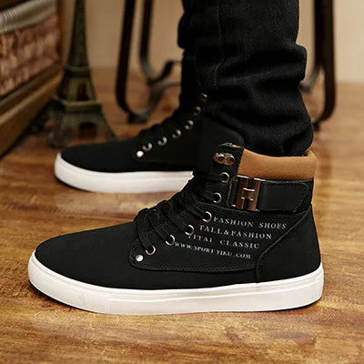 Mens Casual Daily High Top Ankle Faux Leather Boots