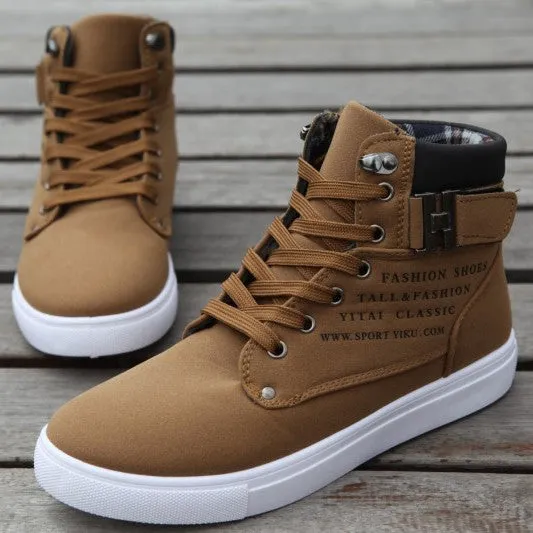 Mens Casual Daily High Top Ankle Faux Leather Boots