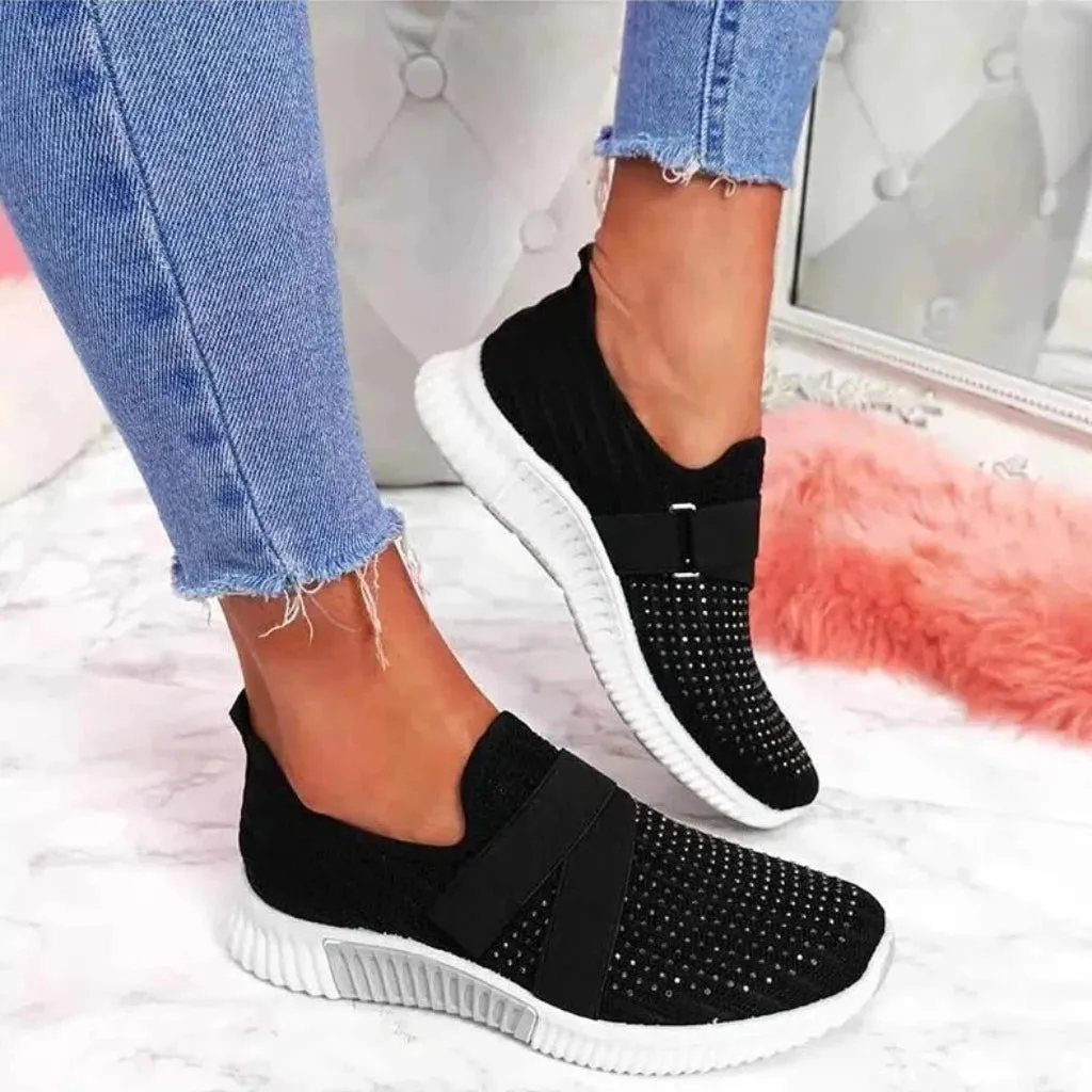 Mesh Breathable Sport Rhinestone Platform Vulcanized Comfort Footwear