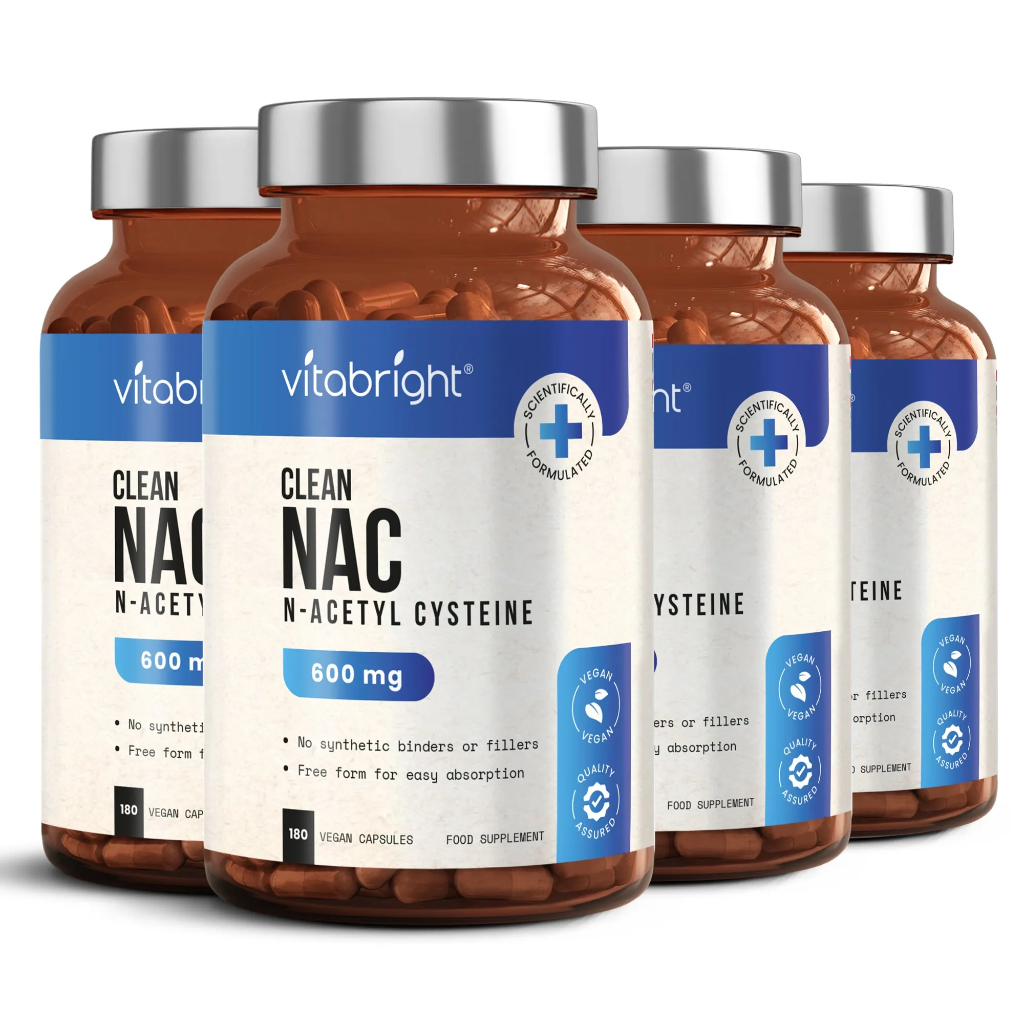 NAC N Acetyl Cysteine - 600mg High Strength - 180 Vegan Capsules