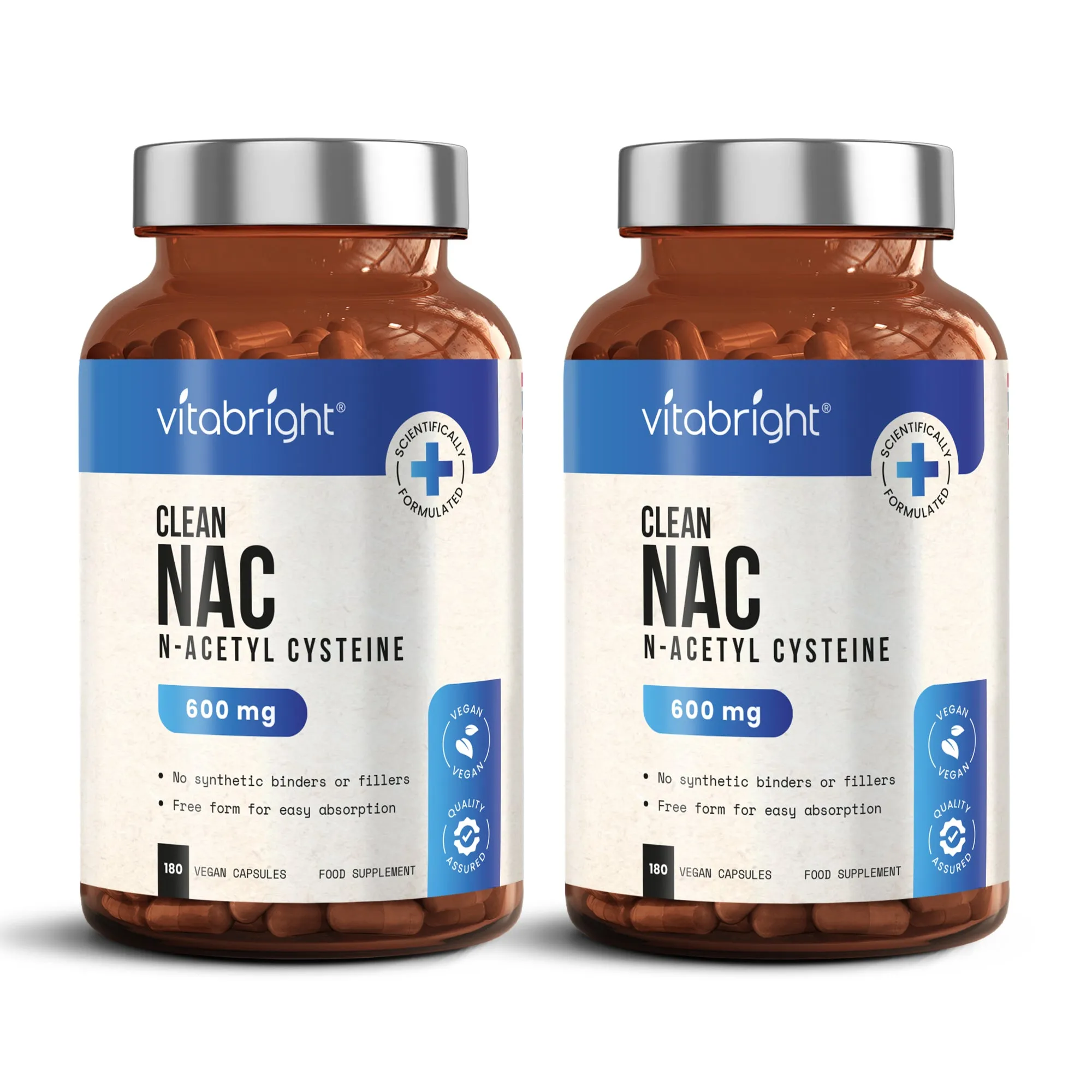 NAC N Acetyl Cysteine - 600mg High Strength - 180 Vegan Capsules