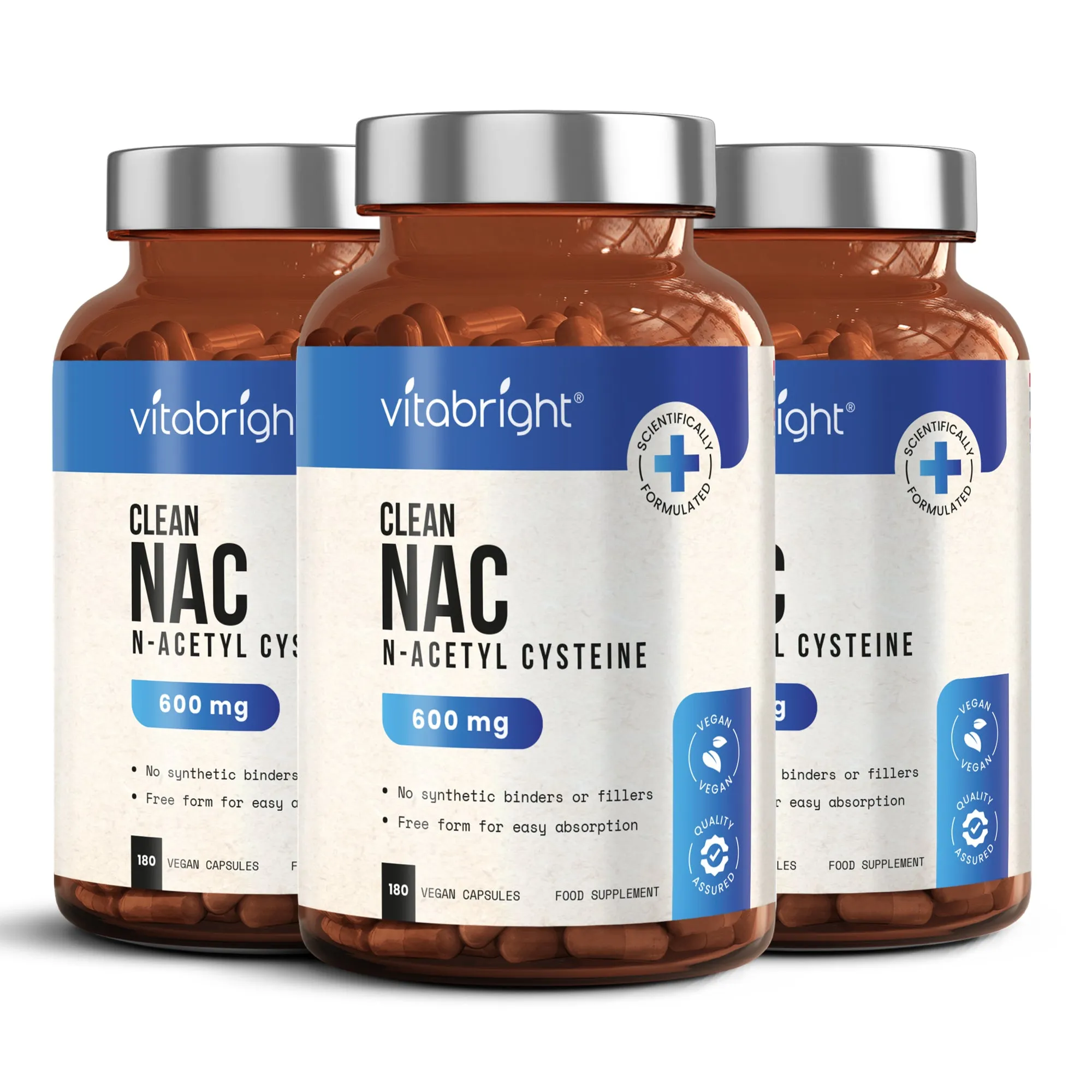 NAC N Acetyl Cysteine - 600mg High Strength - 180 Vegan Capsules