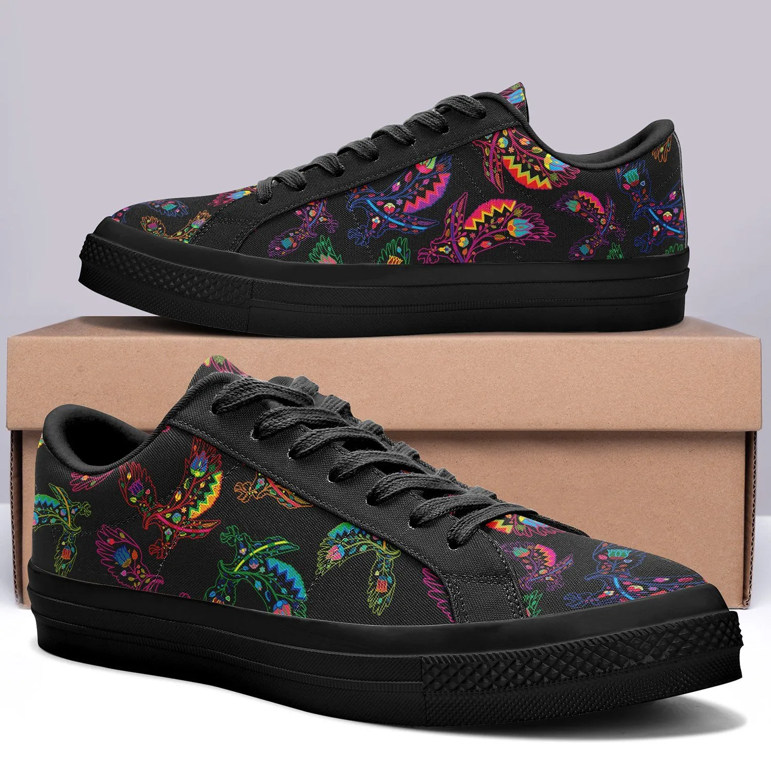 Neon Floral Elks Aapisi Low Top Canvas Shoes White Sole