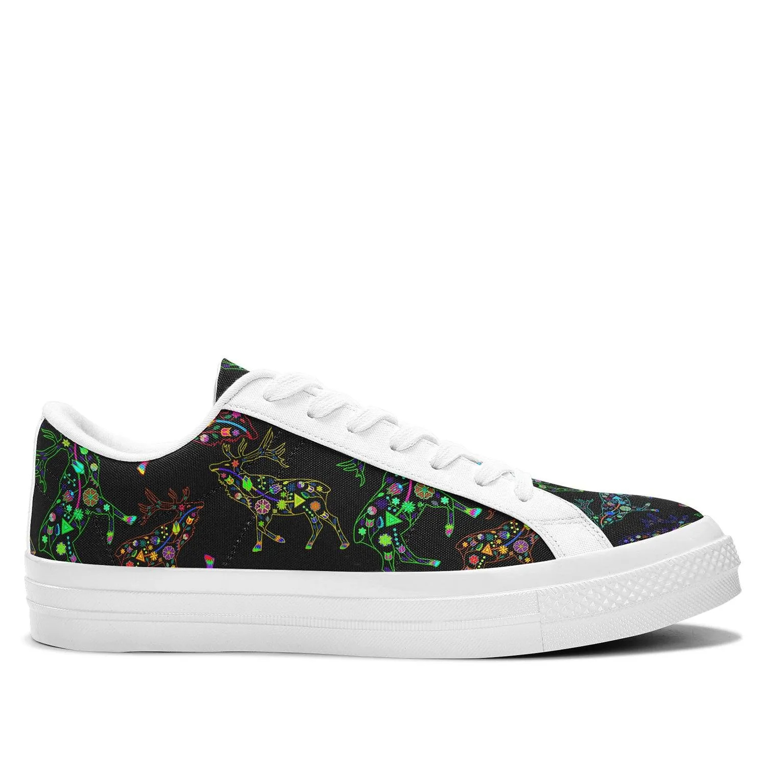 Neon Floral Elks Aapisi Low Top Canvas Shoes White Sole