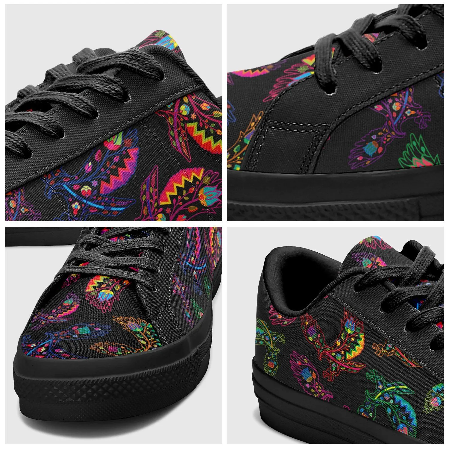 Neon Floral Elks Aapisi Low Top Canvas Shoes White Sole