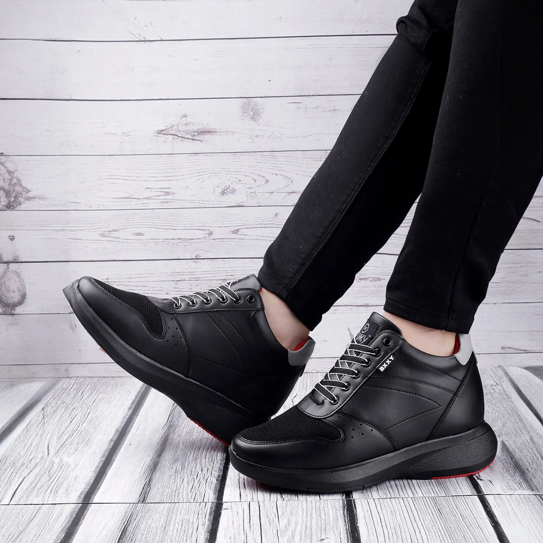 New Latest Men's Hidden Height Increasing Up Leather Casual Lace up And Ankle Shoes With Pu Material