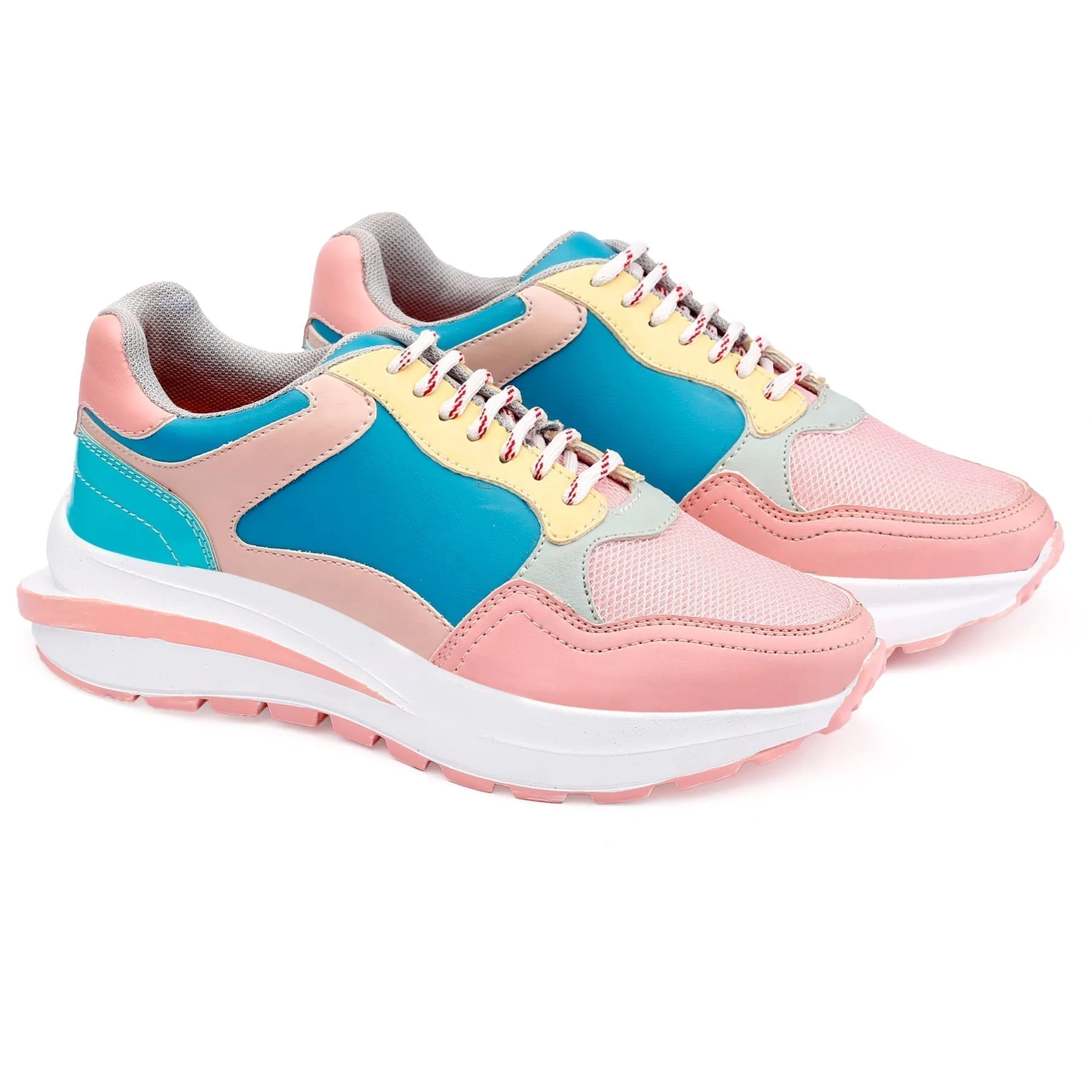 New Latest Women's Pu Leather Material Casual Running Lace up Shoes