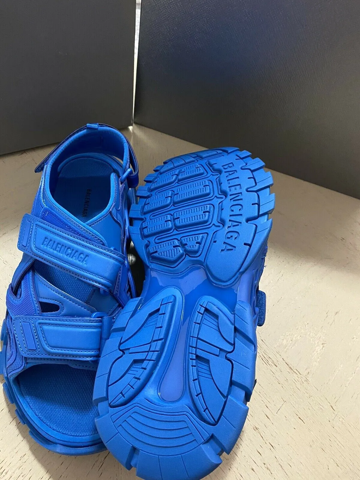 NIB Balenciaga Mens Track Sandal Shoes Screen Blue 10 US ( 43 Eu )