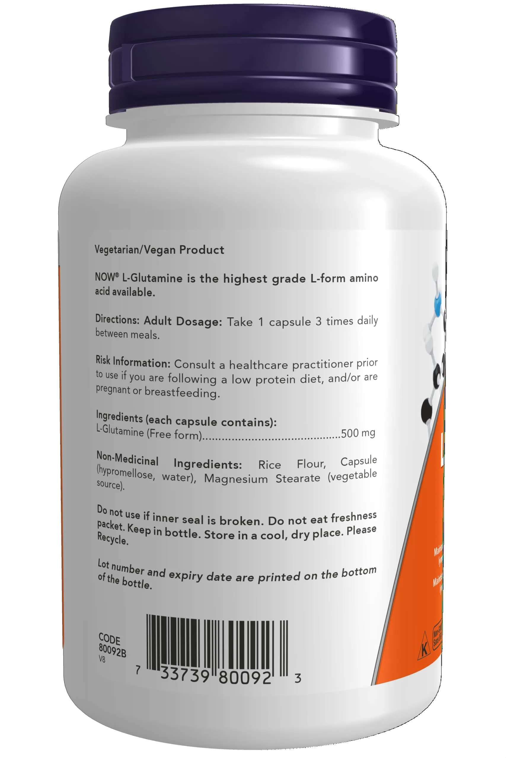 Now Foods L-Glutamine 500Mg Free Form 120Vcap