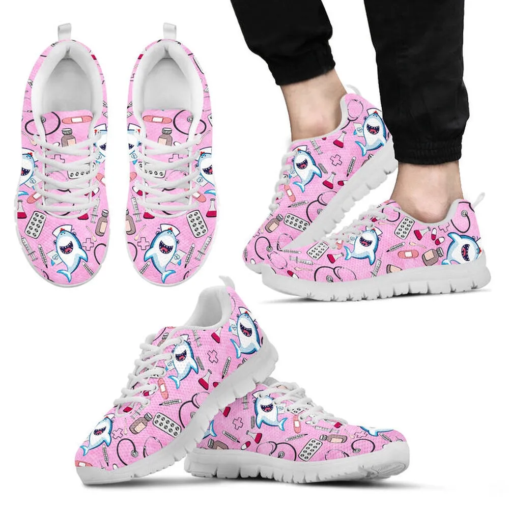 Nurse Sneaker, Nurse Shark Pink Sneakers Shoes, Best Shoes For Nurses