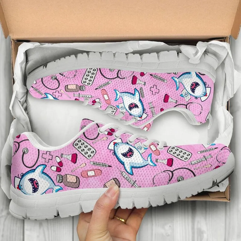 Nurse Sneaker, Nurse Shark Pink Sneakers Shoes, Best Shoes For Nurses