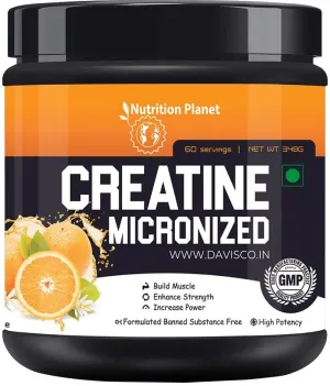 Nutrition Planet Micronized Creatine Monohydrate (Orange, 348g / 0.76 Lb, 60 Servings)