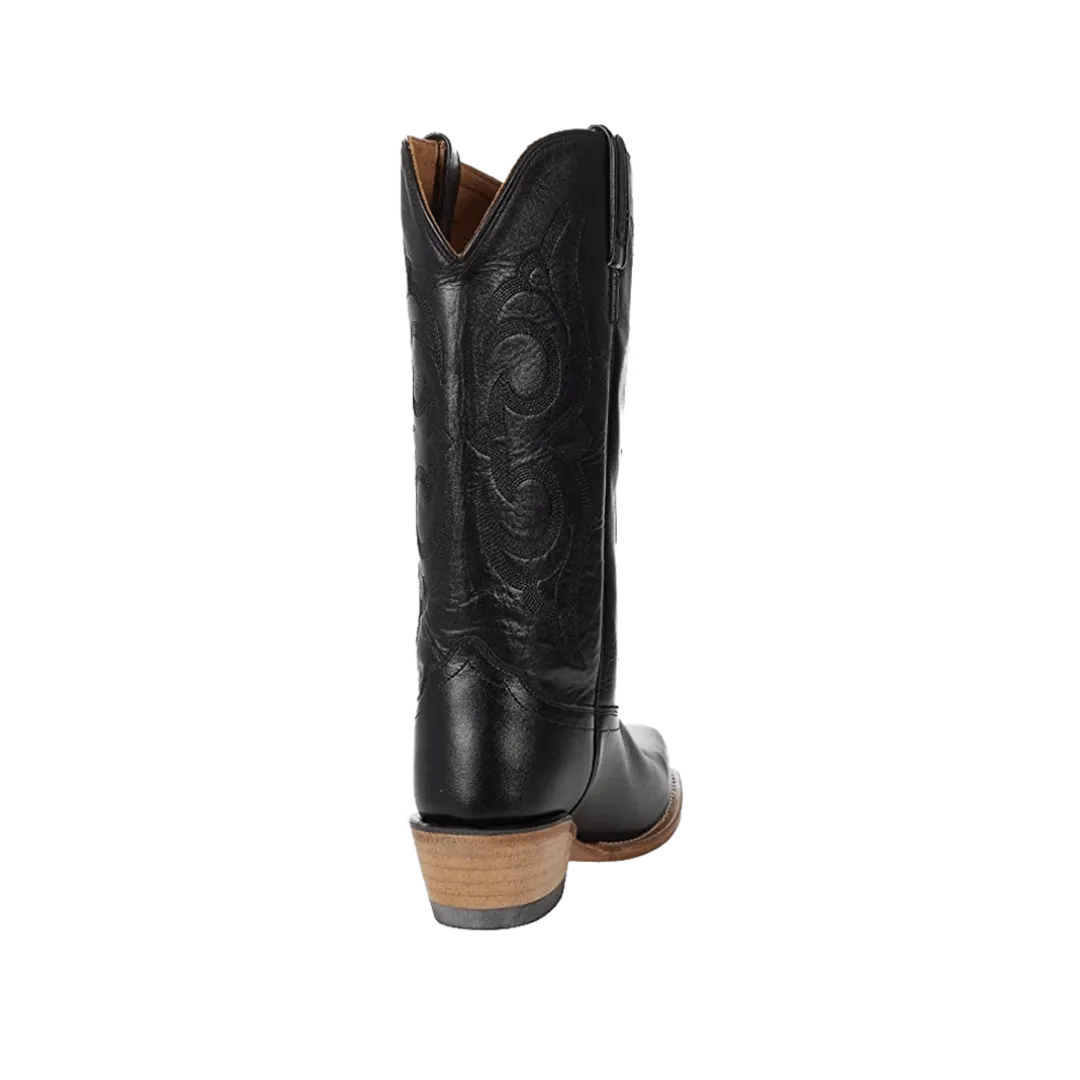 Old West Black Womens Leather 12in Cowboy Boots