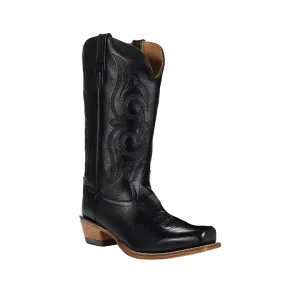 Old West Black Womens Leather 12in Cowboy Boots