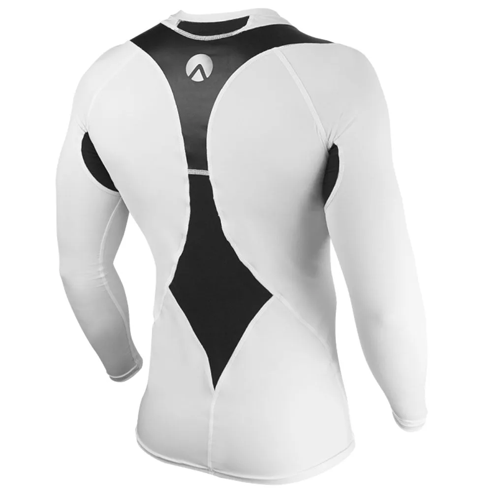 Open Box Sharkskin Mens Compression R-Series Long Sleeve Top-White/Black-XLarge