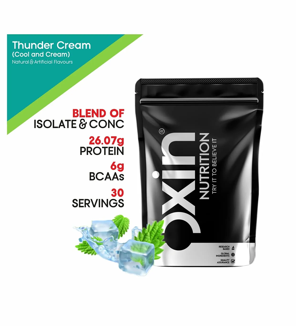 Oxin Nutrition Isolate Whey Protein Blend Powder Supplement Low Carb & Low Fat Zero Sugar Whey Protein from USA - 2lbs (Thunder Cream Fest)