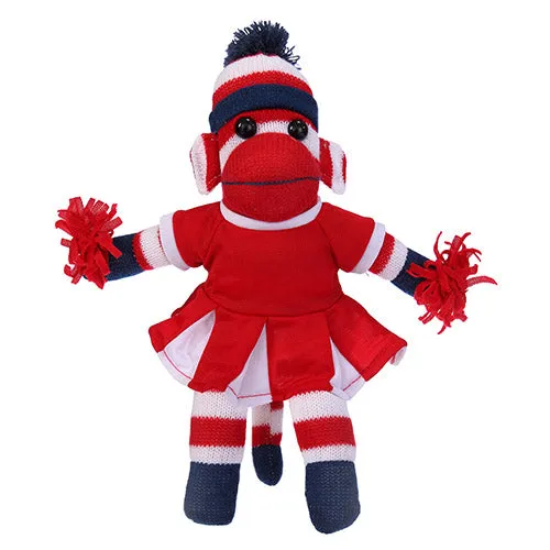 Patriotic Sock Monkey Plush in Cheerleader Outfit