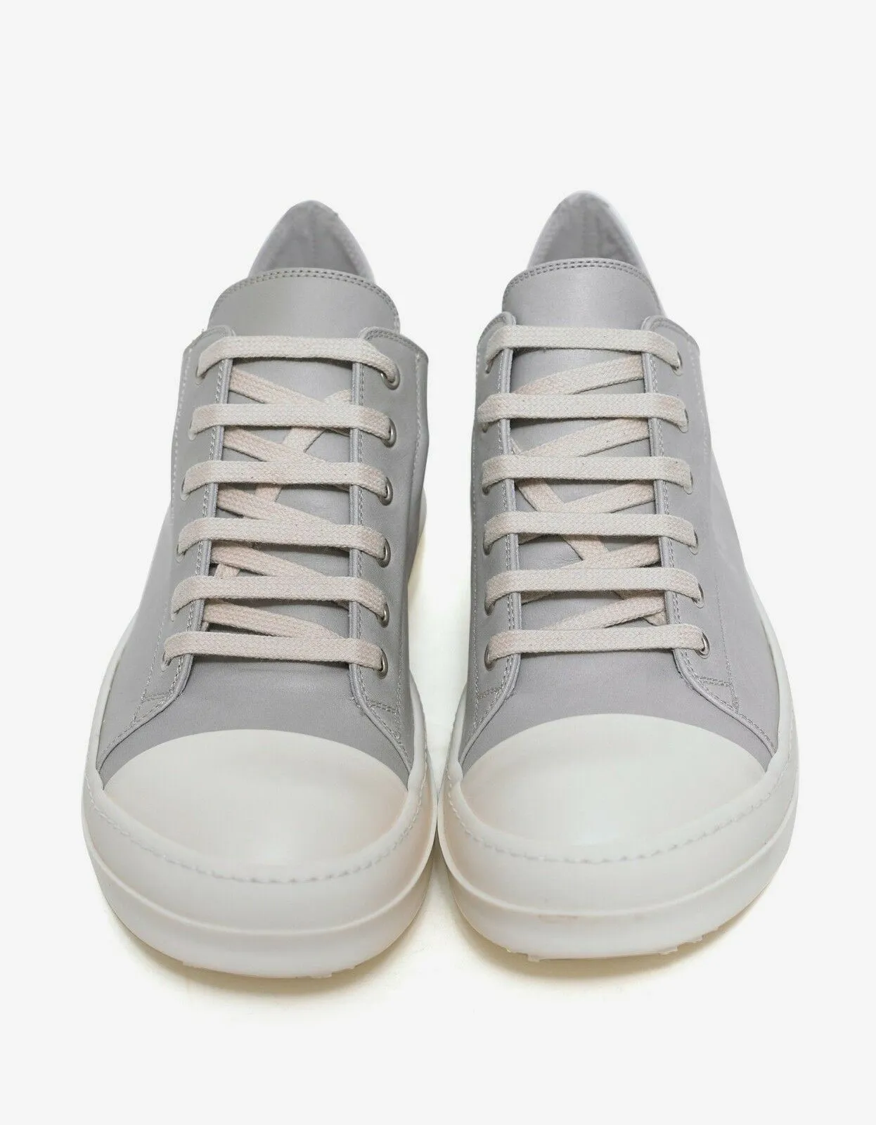 Pearl Grey Leather Low Trainers