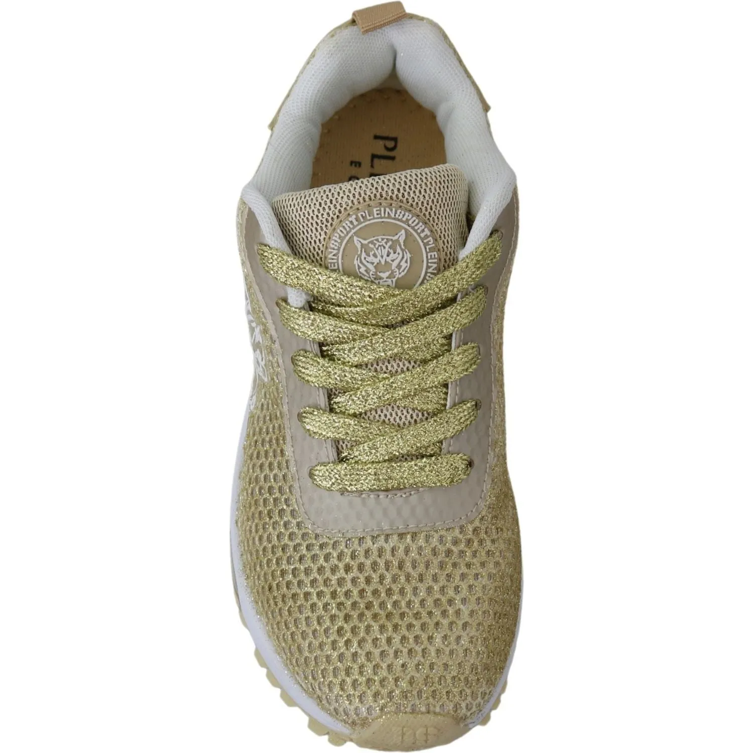 Plein Sport Exquisite Gold Polyester Sport Sneakers