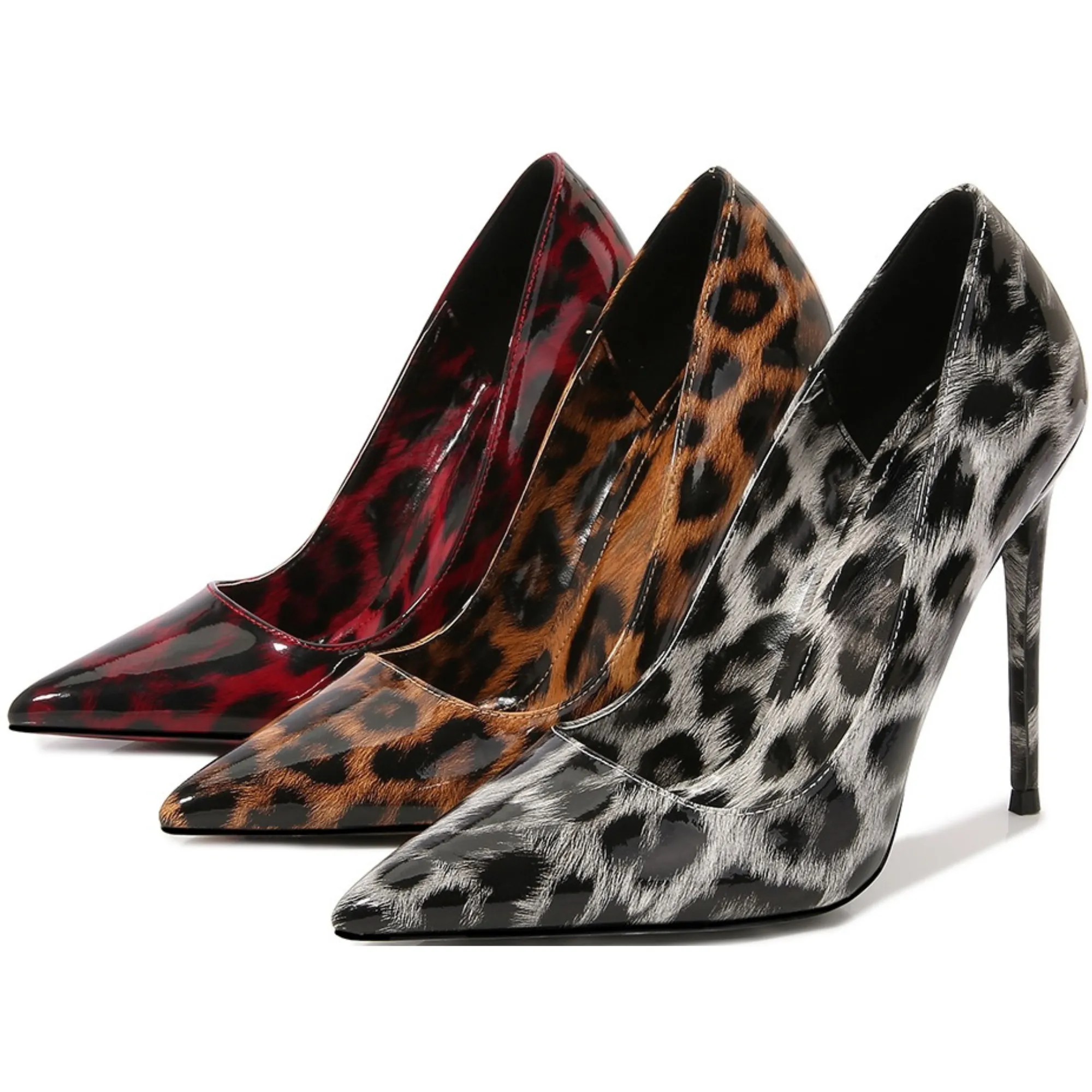 Pre Order:  Leopard Print Faux Leather Stilettos