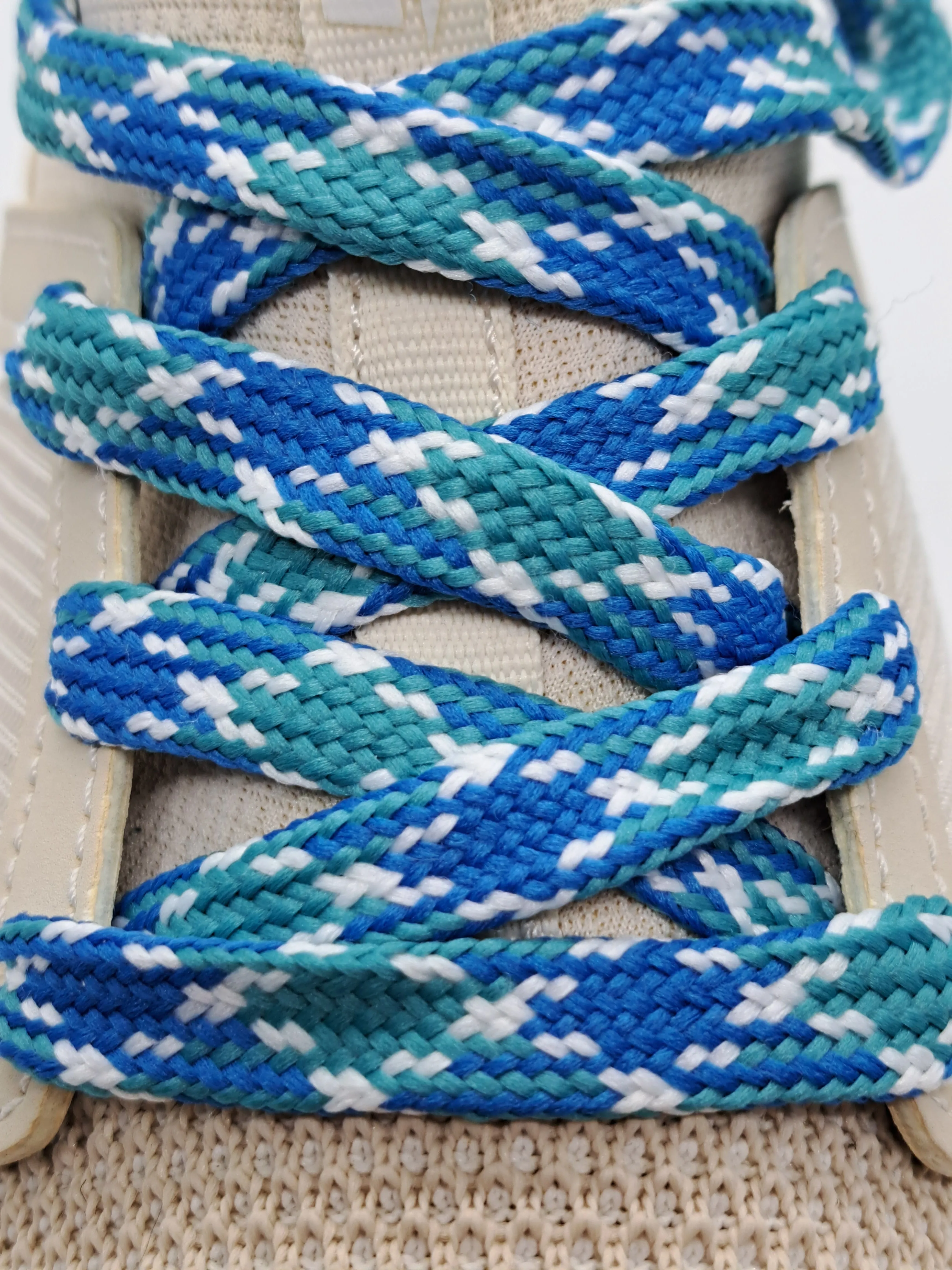 Premium Sport Laces - Royal Blue, Teal and White