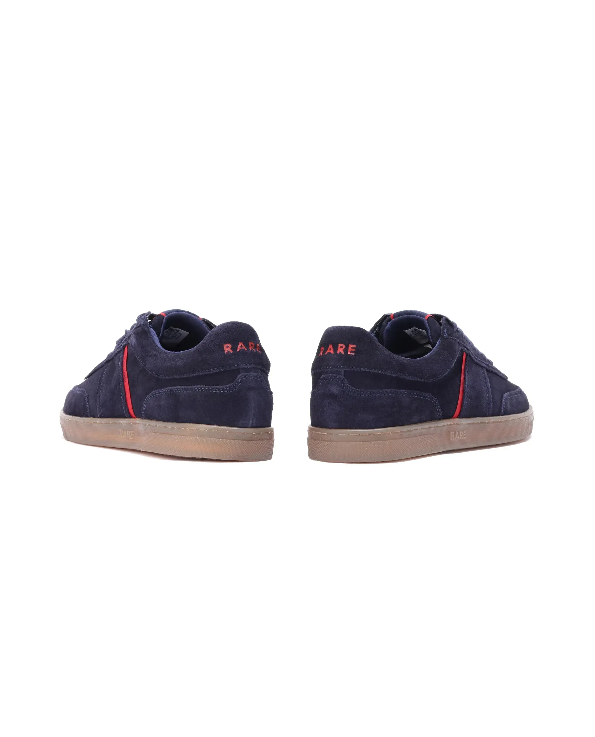 Rare Rabbit Men Kairos Navy Premium Suede Leather Low-Top Lace-Up Sneaker Shoes