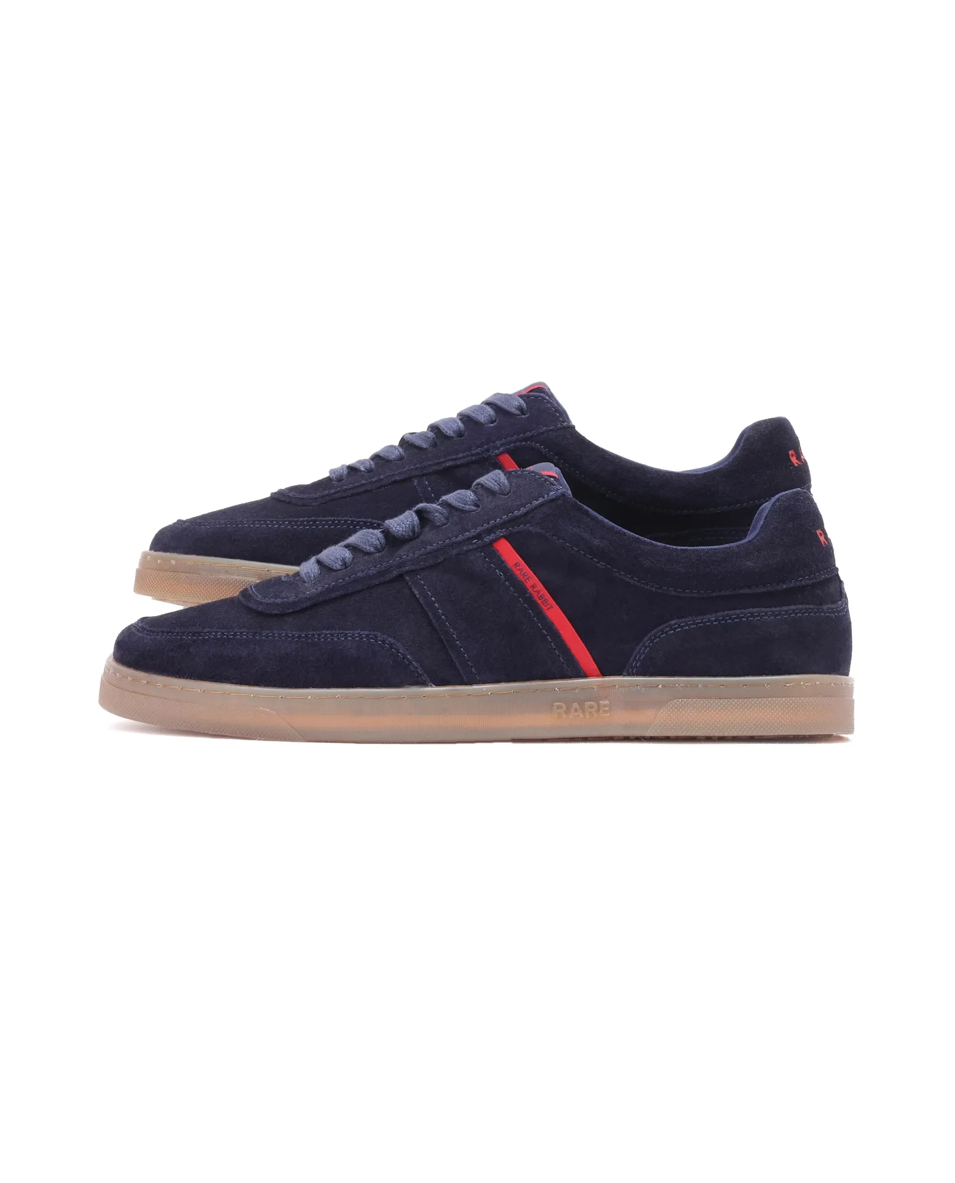 Rare Rabbit Men Kairos Navy Premium Suede Leather Low-Top Lace-Up Sneaker Shoes