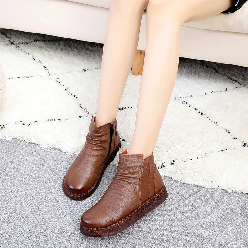 Retro Leather Women's Winter Boots | Gift Shoes 35-41