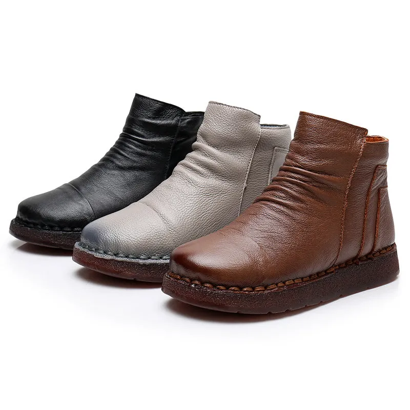 Retro Leather Women's Winter Boots | Gift Shoes 35-41