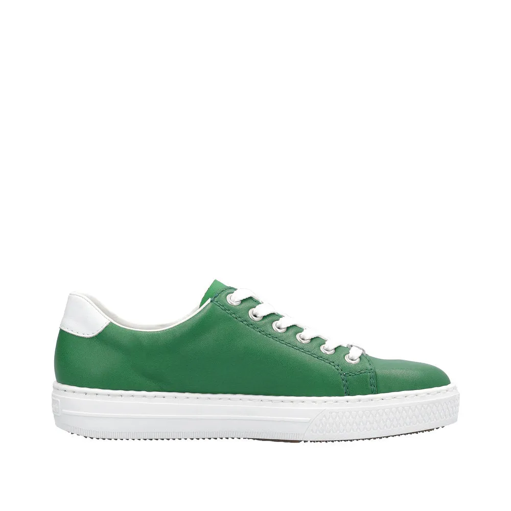 Rieker L59L1-52 Enya Ladies Green Leather Zip & Lace Shoes