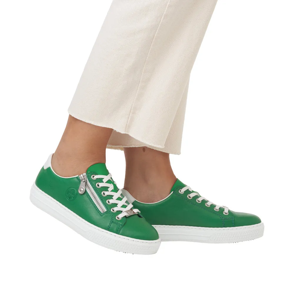 Rieker L59L1-52 Enya Ladies Green Leather Zip & Lace Shoes