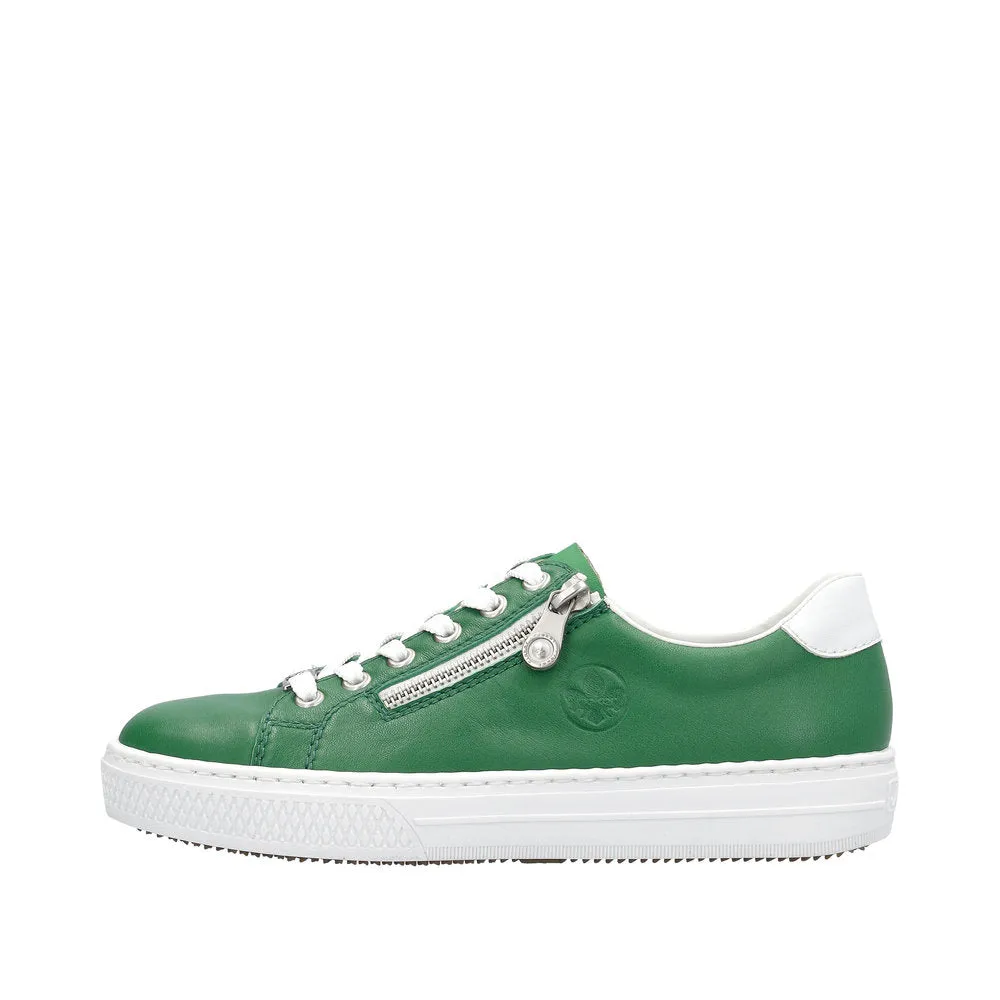 Rieker L59L1-52 Enya Ladies Green Leather Zip & Lace Shoes