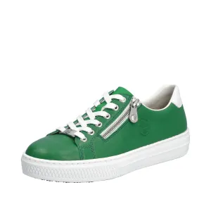 Rieker L59L1-52 Enya Ladies Green Leather Zip & Lace Shoes