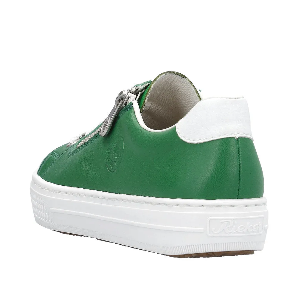 Rieker L59L1-52 Enya Ladies Green Leather Zip & Lace Shoes