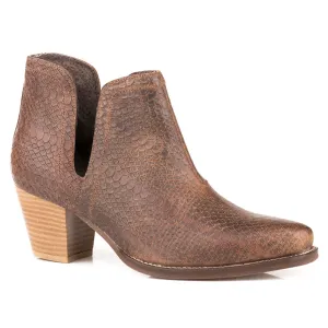 Rowdy Western Snake Print Snip Toe Bootie.