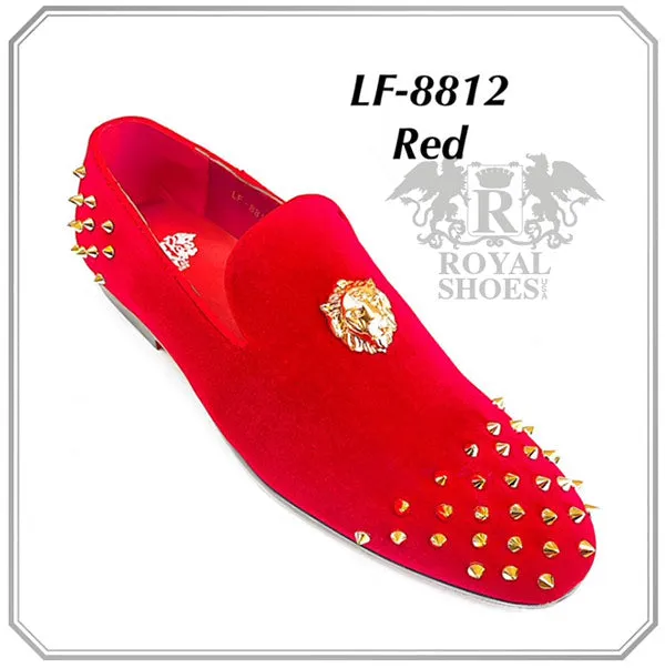 Royal Shoes Red Velvet Emblem Spike Shoe 8812