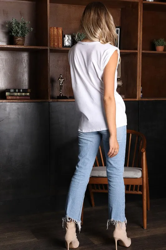 Sadie Drop Shoulder Sleeveless Crew Neck Tee