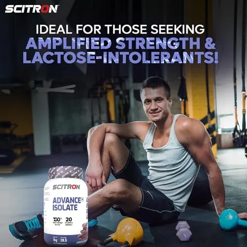 Scitron Advance Whey Protein Isolate 1Kg - Chocolate Fantasy (28.5 Servings | 27.4g Protein per Serving | 20 Essential Vitamins and Minerals | Easy-Mix Formula)