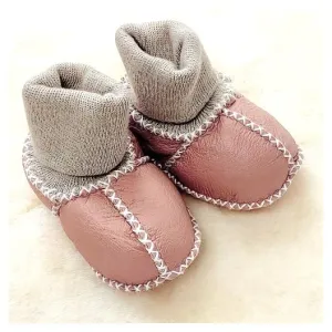 Sheepskin Baby Booties - Pink