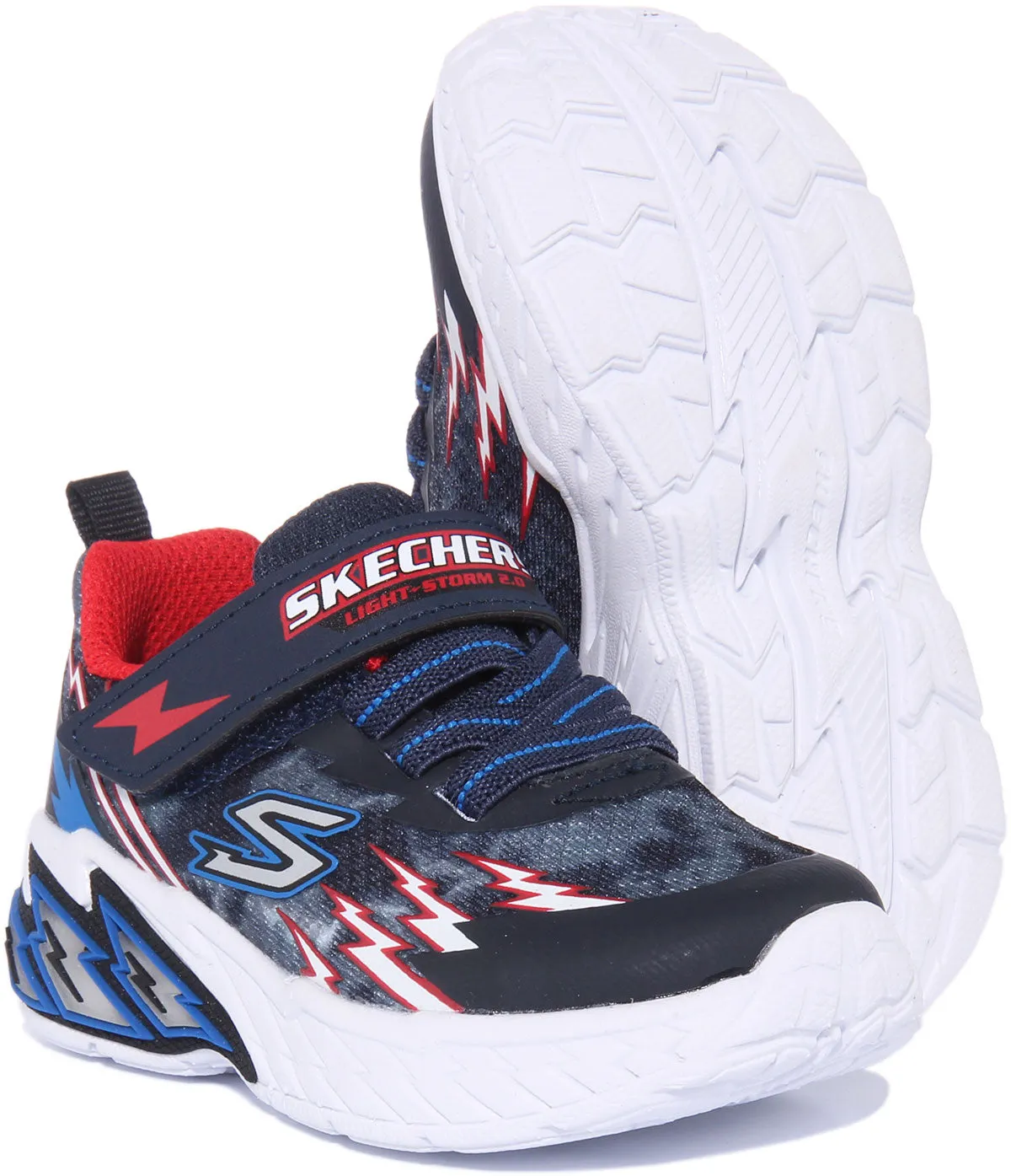 Skechers Light Storm 2.0 In Navy Red For Infants