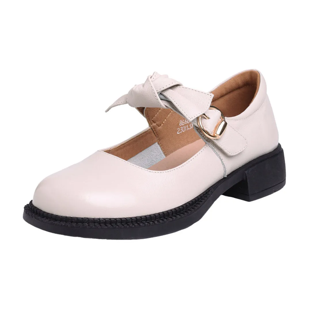 Slip-On Velcro Leather Shoes With Buckle