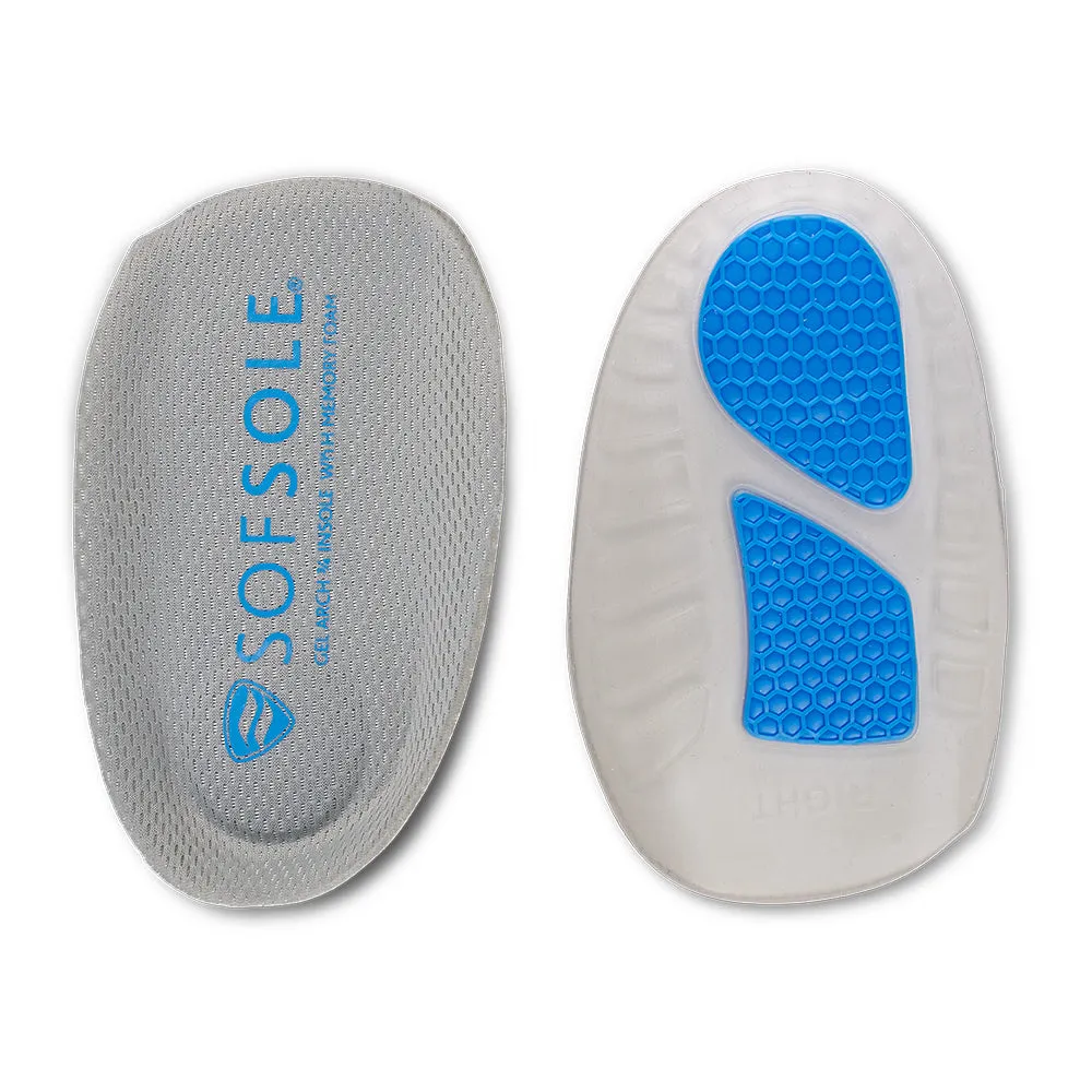 Sof Sole Gel Arch With Memory Foam Comfort Insoles Shoe Insert