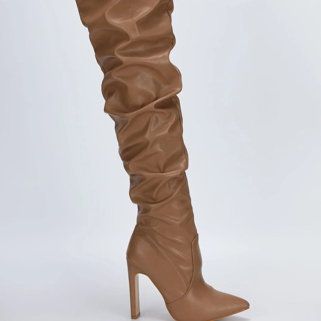 Stiletto Heeled Side Zip Slouchy Boots